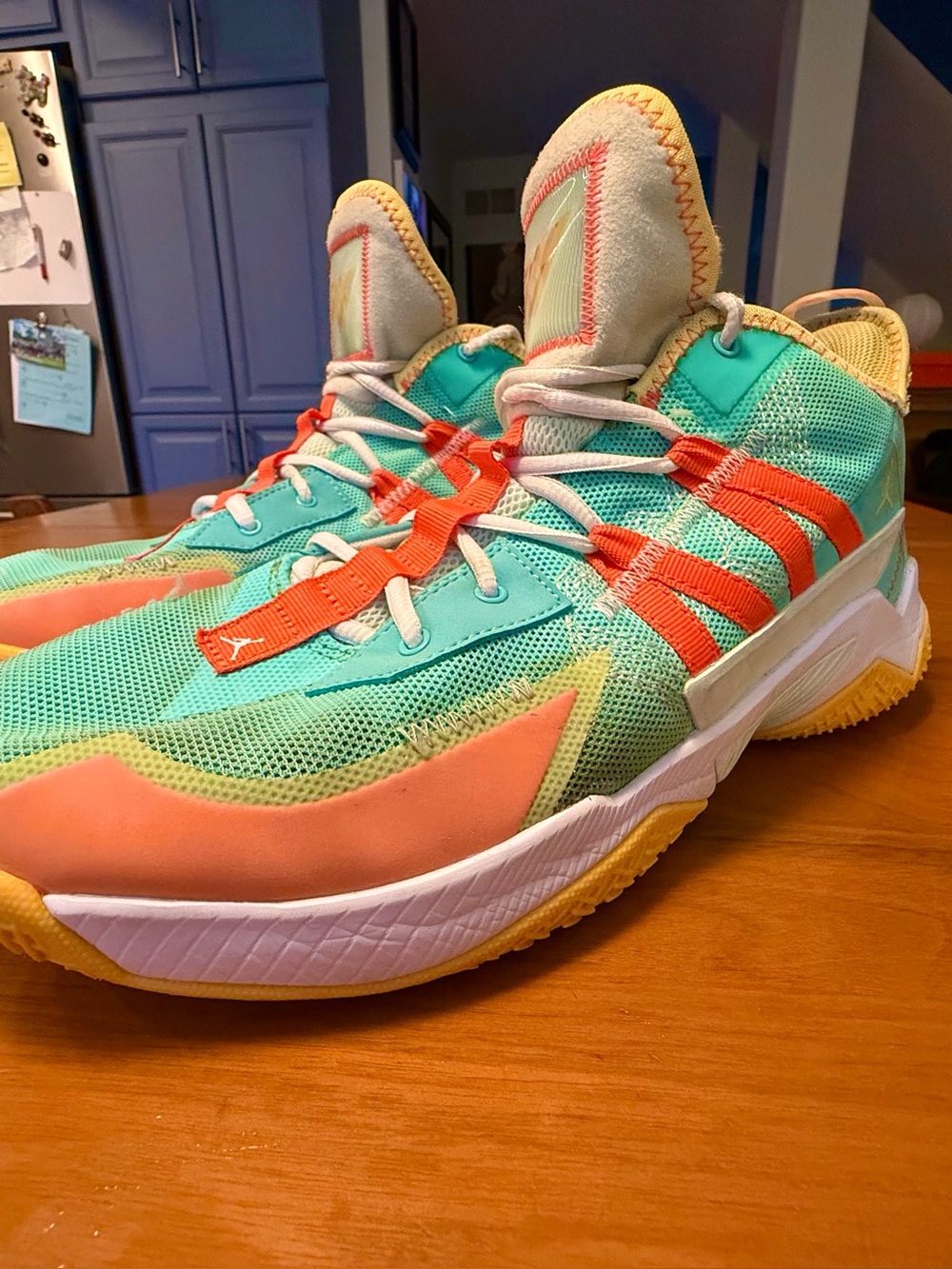 Nike Air Jordan Yellow and Coral Low-Top Sneakers Men’s Size 13 Tropical